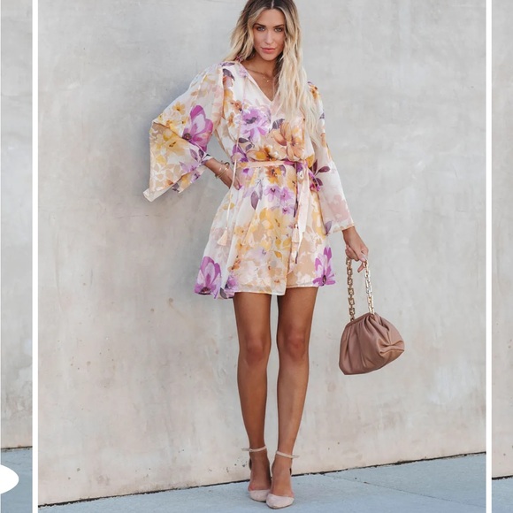 NWOT VICI DAMAYA FLORAL CHIFFON TASSEL DRESS - Picture 3 of 8